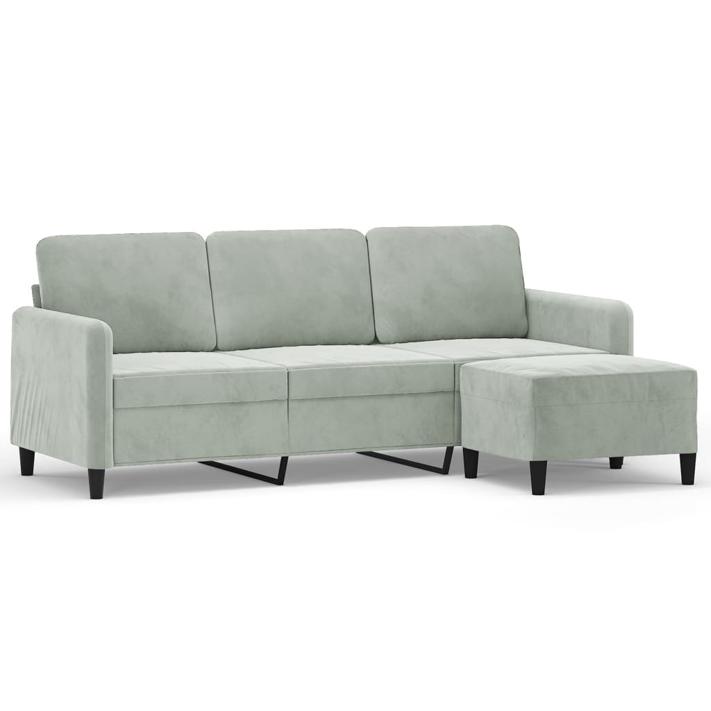 3-Sitssoffa Med Fotpall 180 Cm Sammet