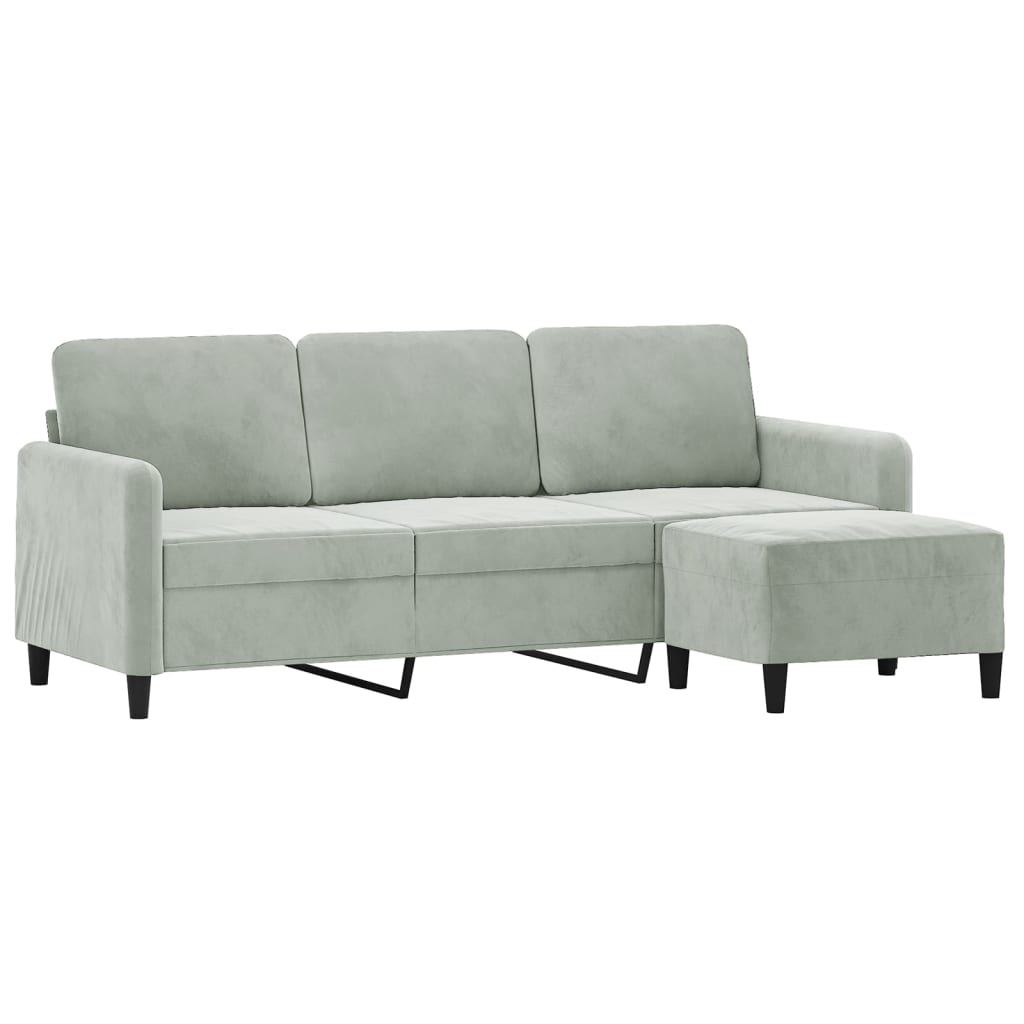 3-Sitssoffa Med Fotpall 180 Cm Sammet
