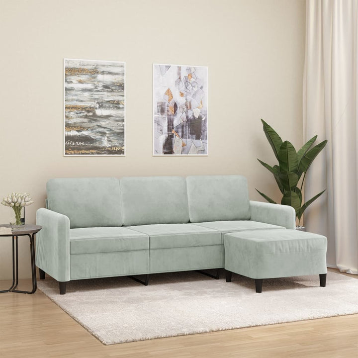 3-Sitssoffa Med Fotpall 180 Cm Sammet