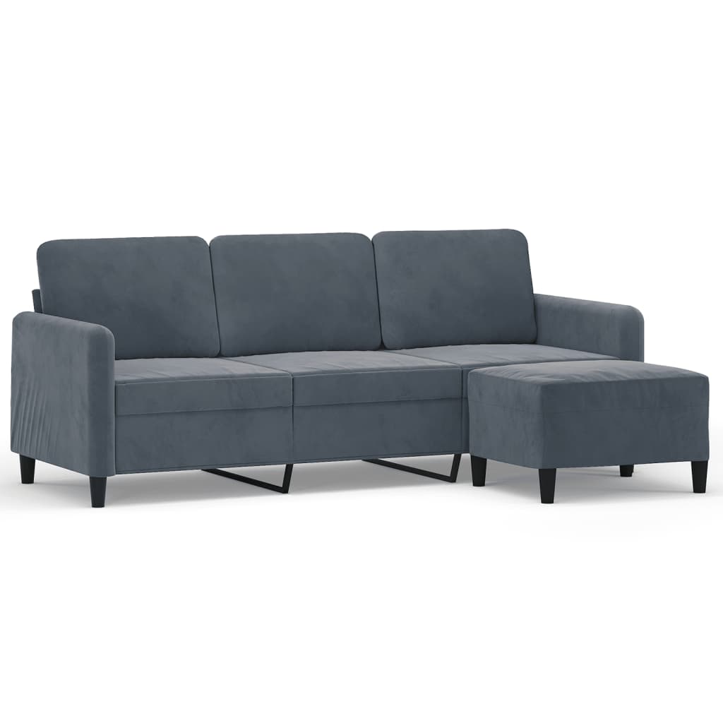 3-Sitssoffa Med Fotpall 180 Cm Sammet