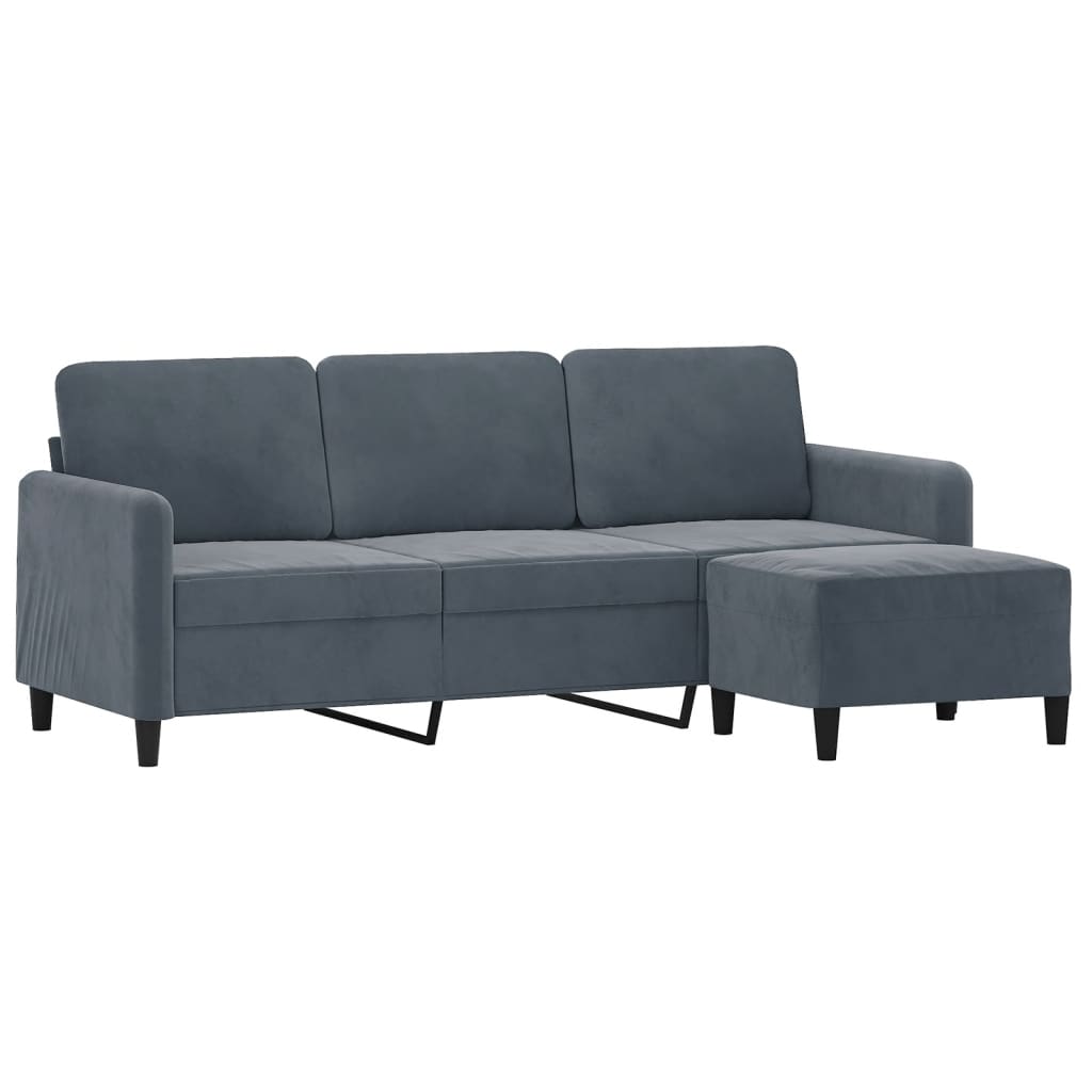 3-Sitssoffa Med Fotpall 180 Cm Sammet