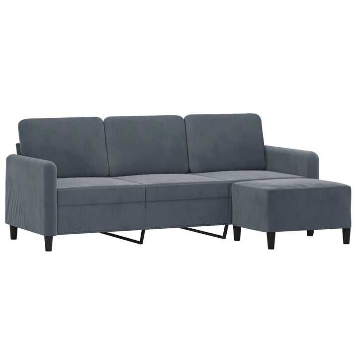 3-Sitssoffa Med Fotpall 180 Cm Sammet