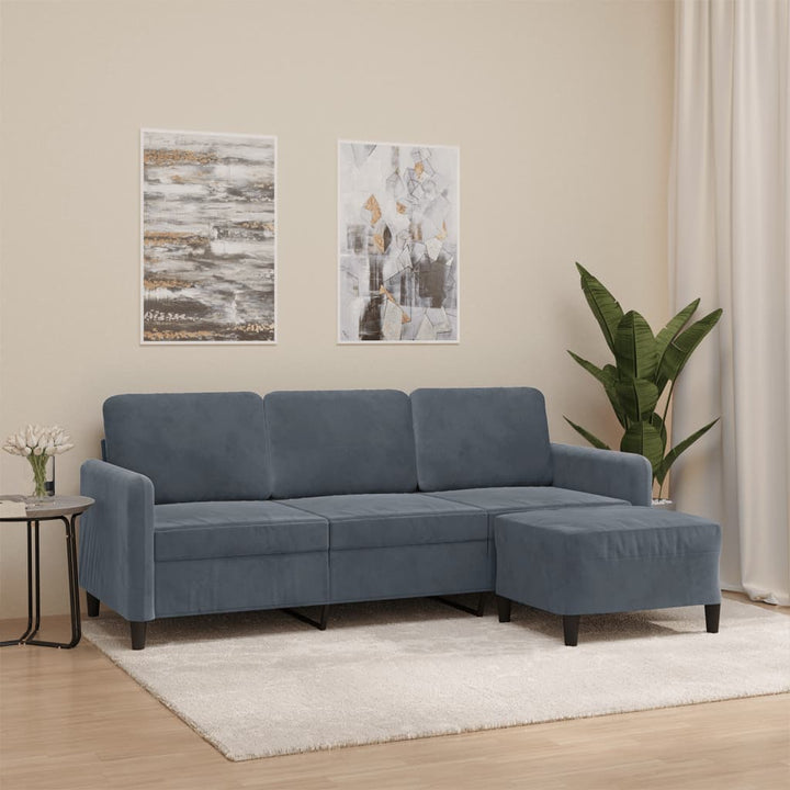 3-Sitssoffa Med Fotpall 180 Cm Sammet