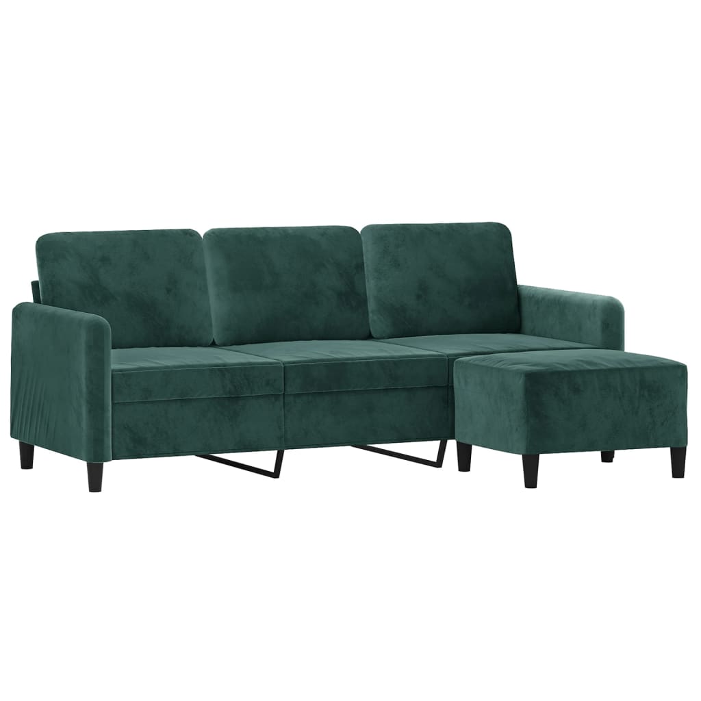 3-Sitssoffa Med Fotpall 180 Cm Sammet