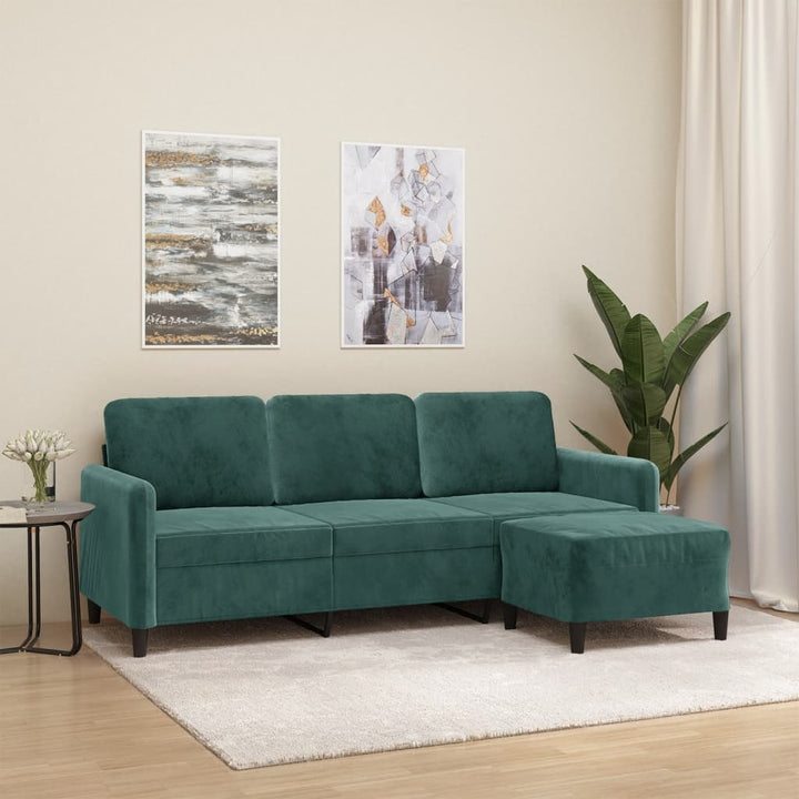 3-Sitssoffa Med Fotpall 180 Cm Sammet