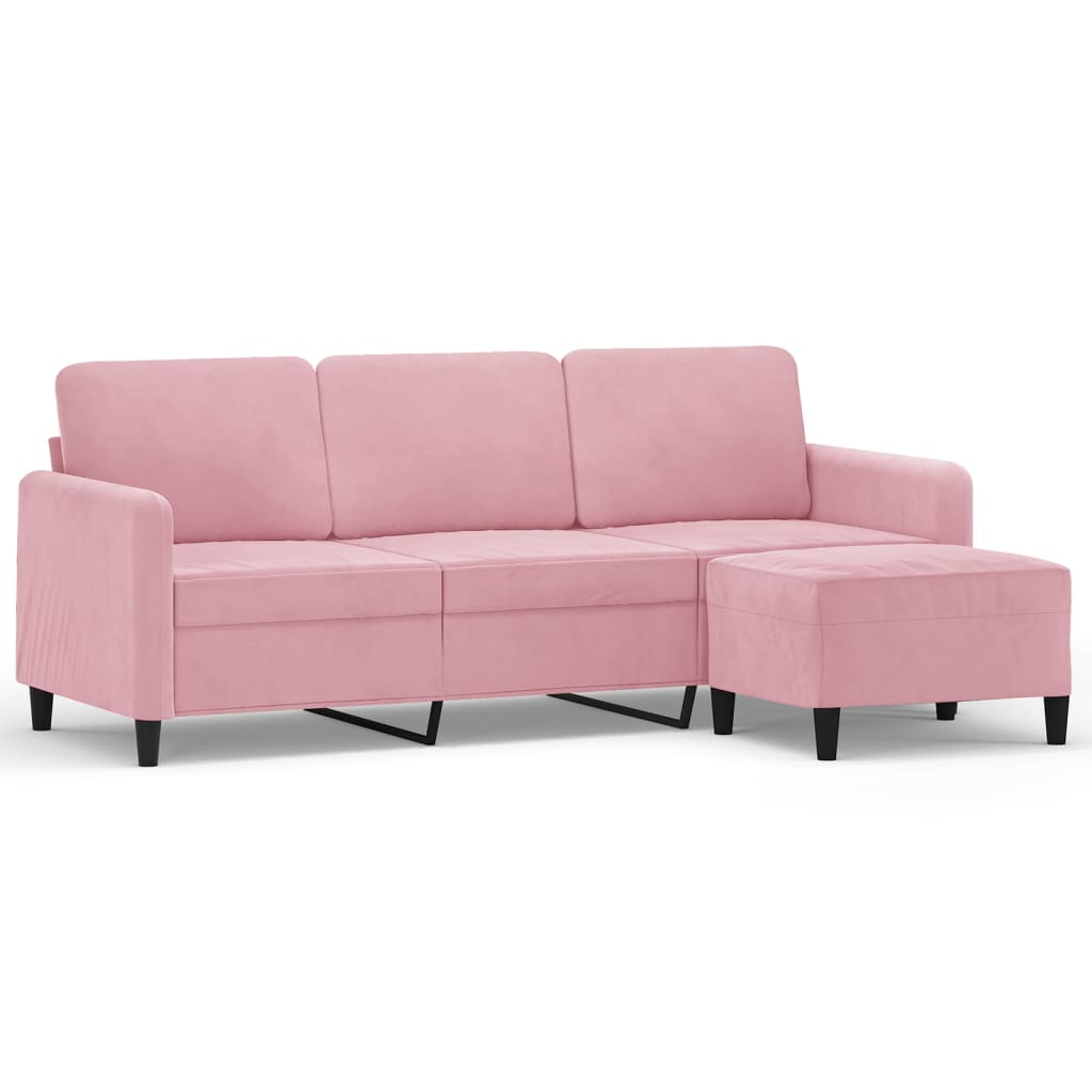 3-Sitssoffa Med Fotpall 180 Cm Sammet