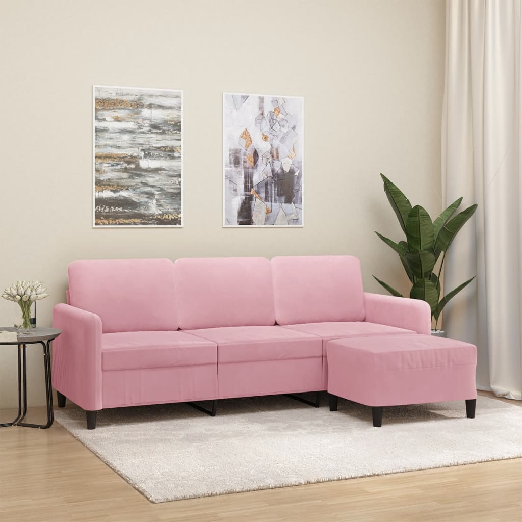 3-Sitssoffa Med Fotpall 180 Cm Sammet