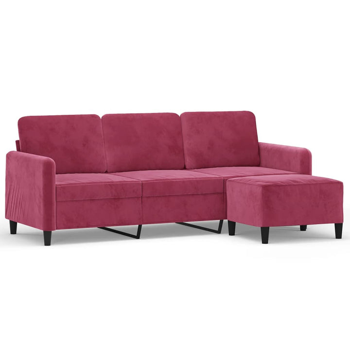 3-Sitssoffa Med Fotstöd 180 Cm Sammet