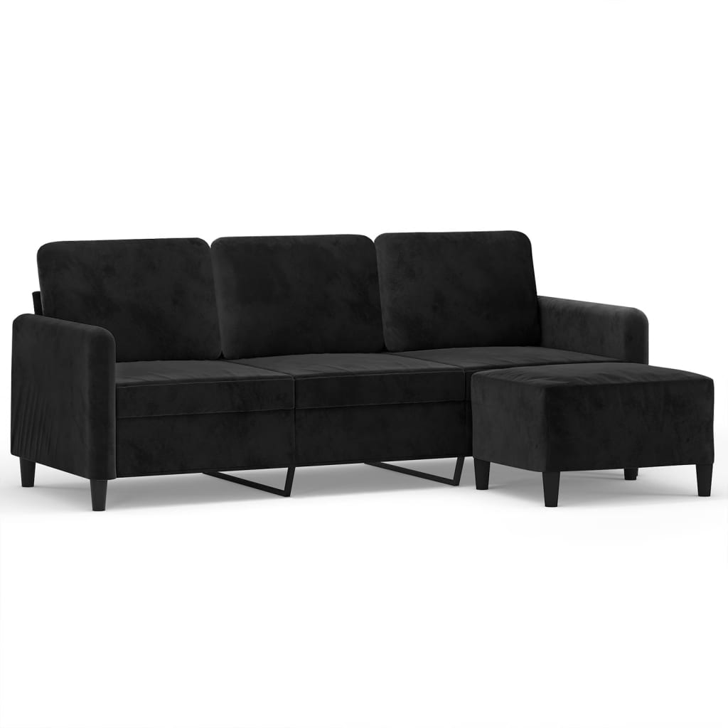 3-Sitssoffa Med Fotpall 180 Cm Sammet