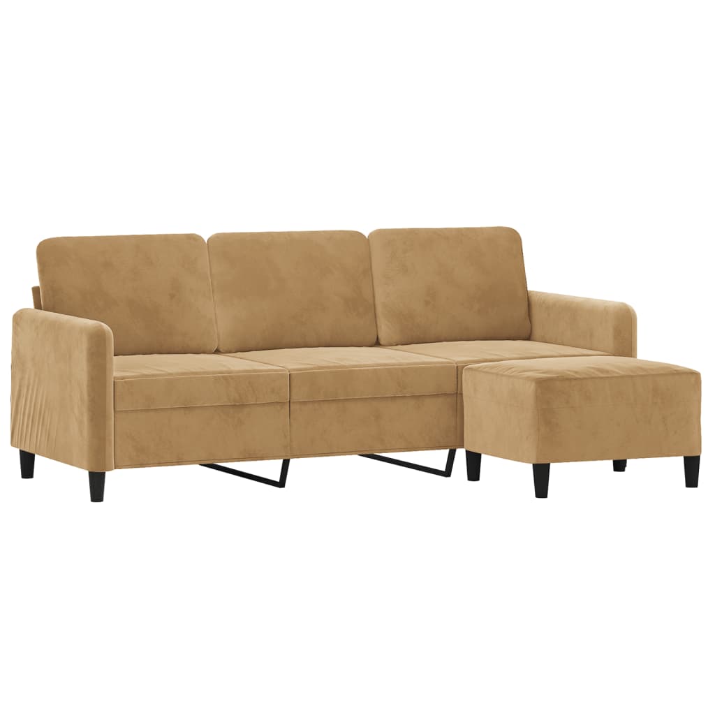 3-Sitssoffa Med Fotpall 180 Cm Sammet
