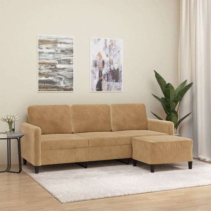3-Sitssoffa Med Fotpall 180 Cm Sammet