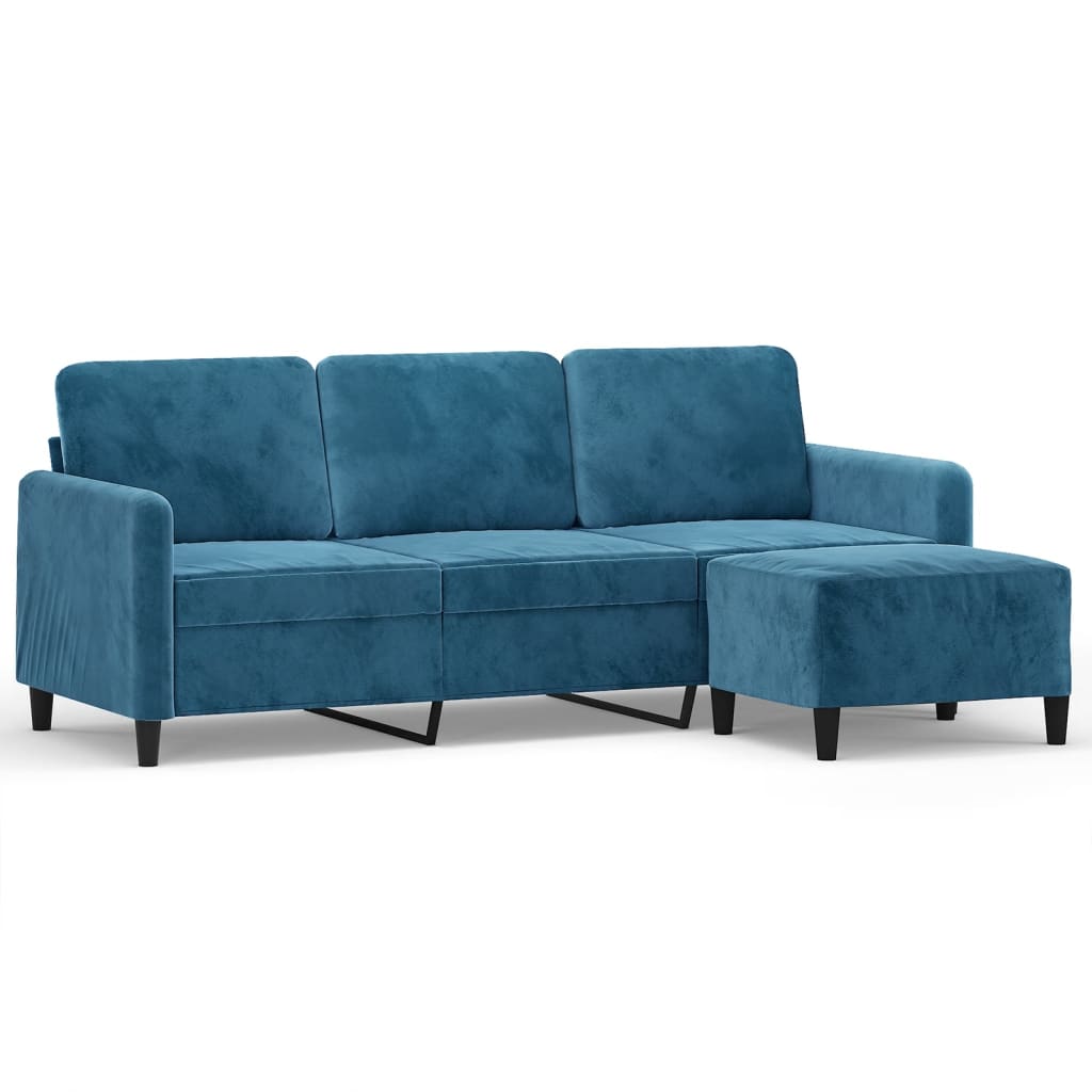 3-Sitssoffa Med Fotpall 180 Cm Sammet