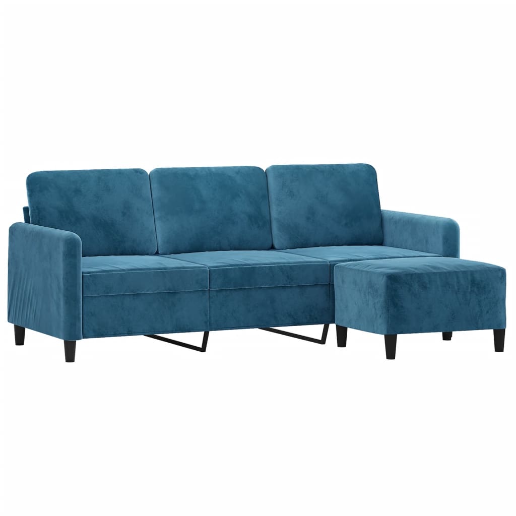 3-Sitssoffa Med Fotpall 180 Cm Sammet