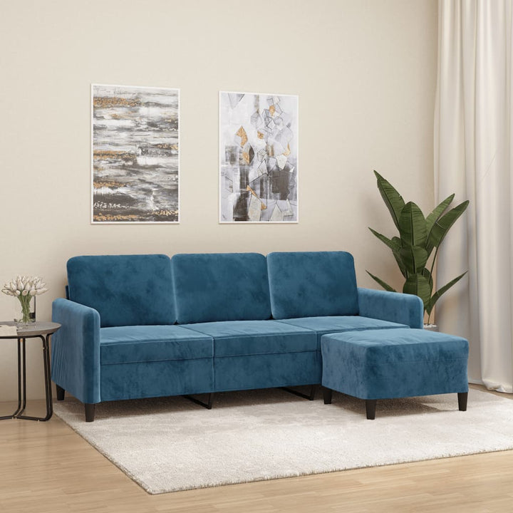 3-Sitssoffa Med Fotpall 180 Cm Sammet