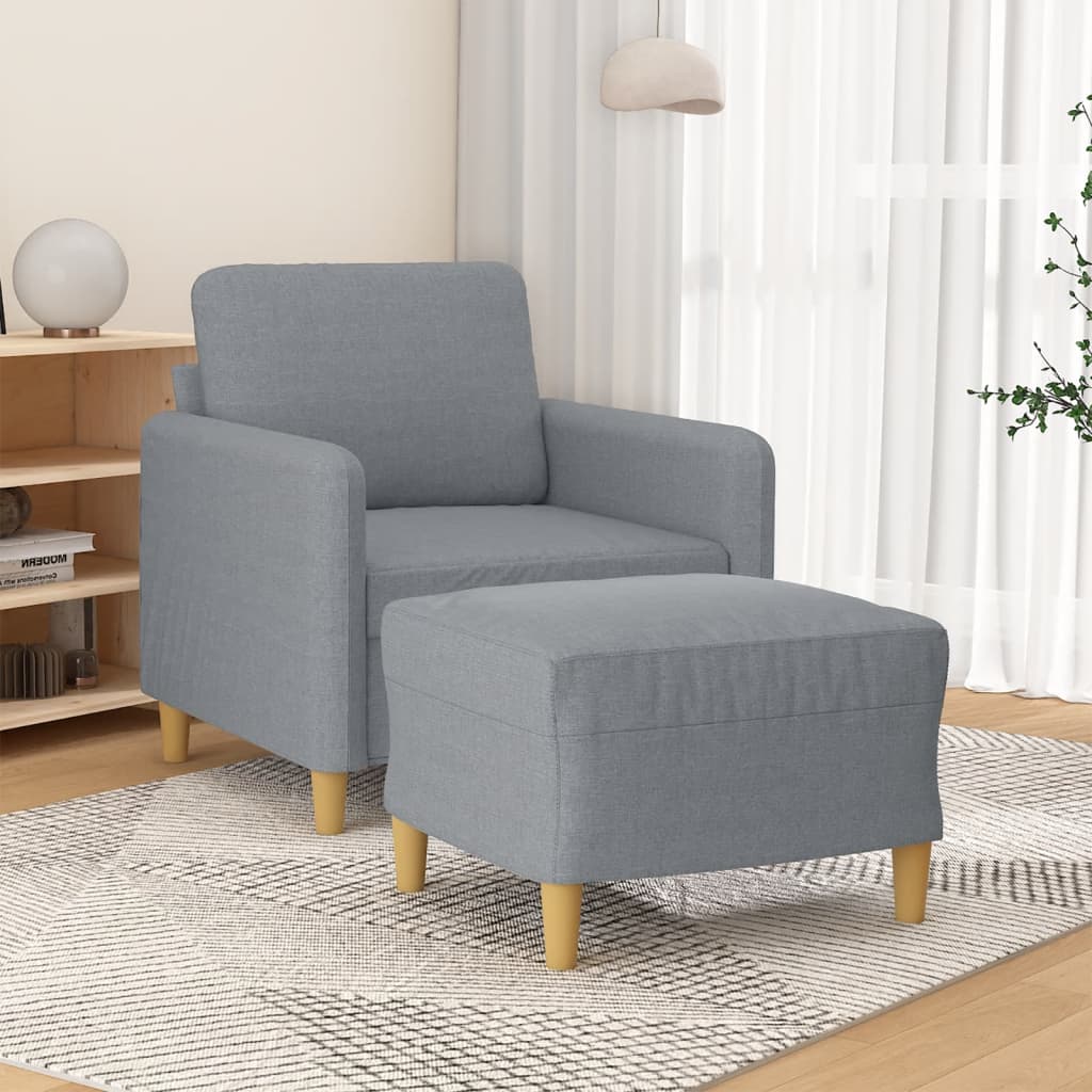 Fåtölj Med Fotpall 60 Cm Tyg