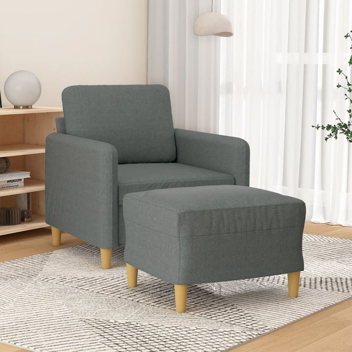Fåtölj Med Fotpall 60 Cm Tyg