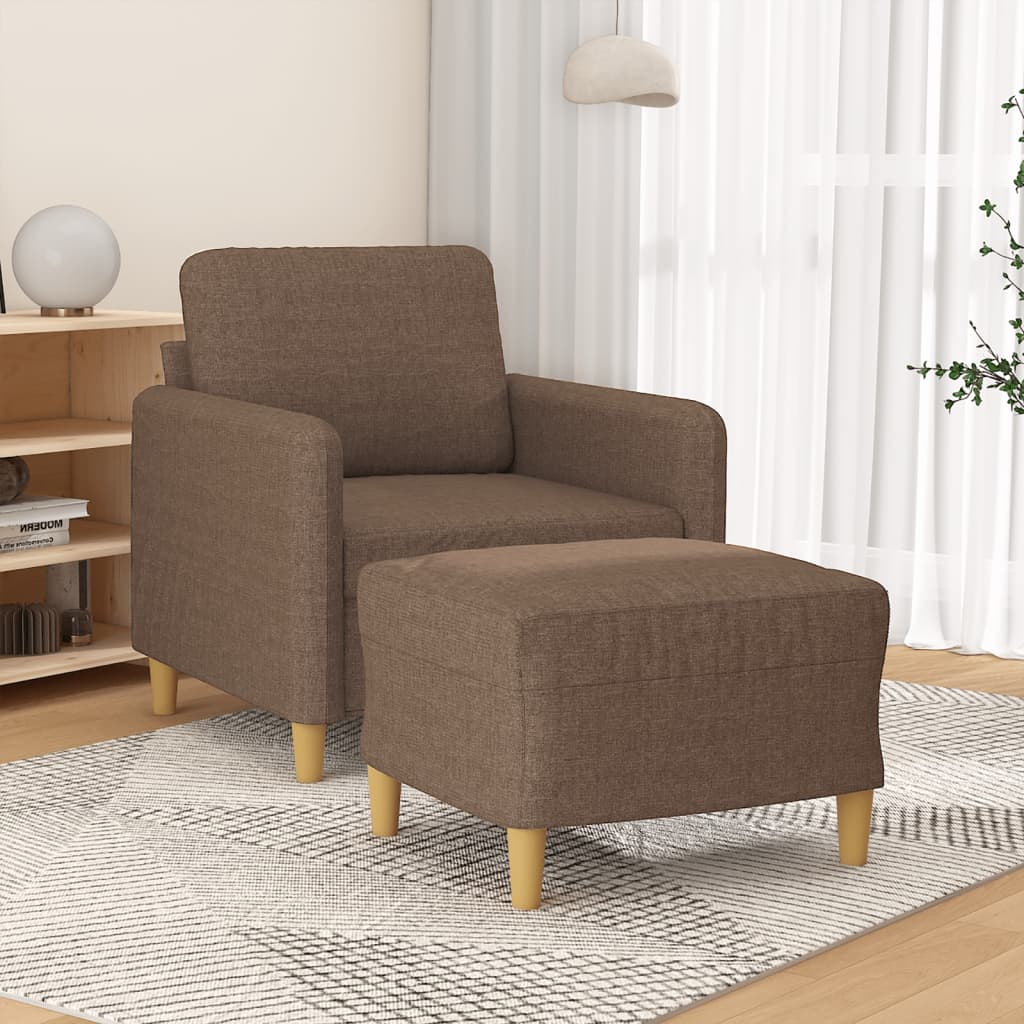Fåtölj Med Fotpall 60 Cm Tyg