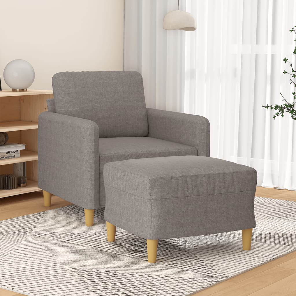 Fåtölj Med Fotpall 60 Cm Tyg