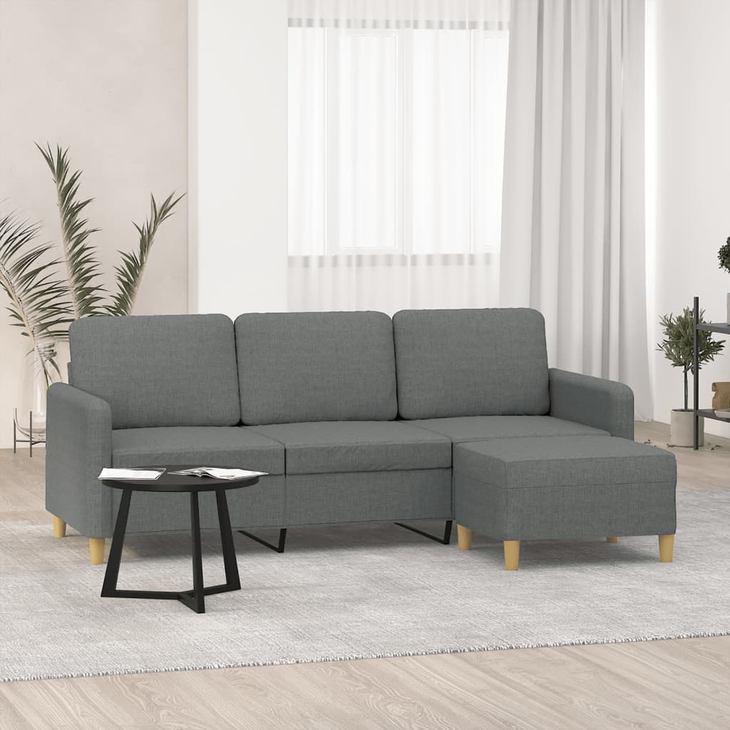 3-Sitssoffa Med Fotstöd 180 Cm Tyg