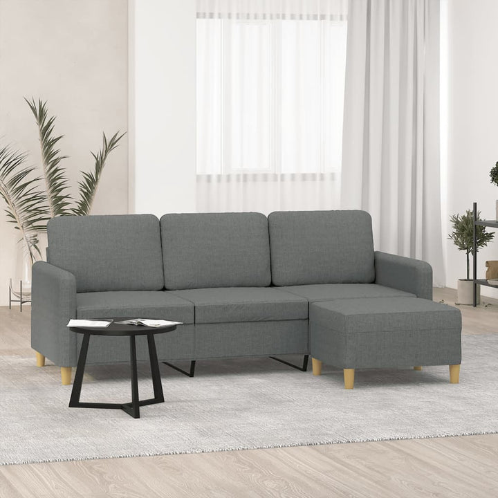 3-Sitssoffa Med Fotstöd 180 Cm Tyg