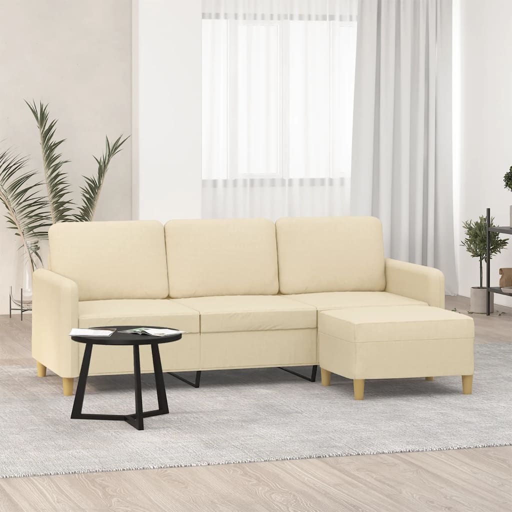 3-Sitssoffa Med Fotstöd 180 Cm Tyg