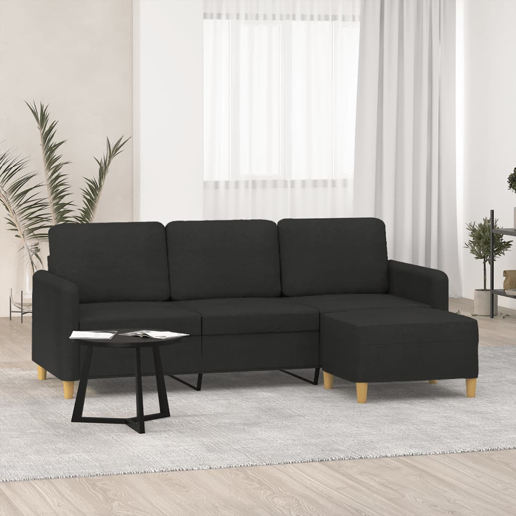 3-Sitssoffa Med Fotstöd 180 Cm Tyg