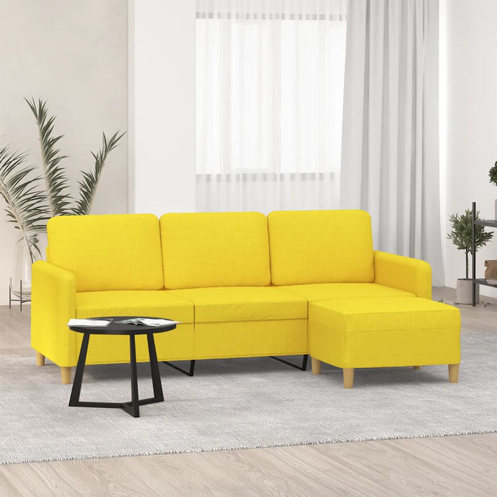 3-Sitssoffa Med Fotstöd 180 Cm Tyg