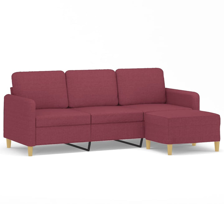 3-Sitssoffa Med Fotstöd 180 Cm Tyg