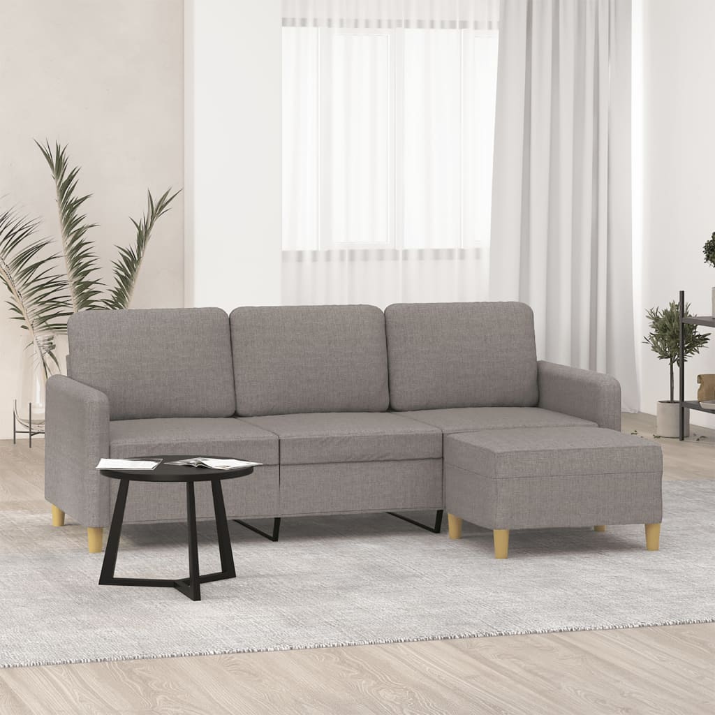 3-Sitssoffa Med Fotstöd 180 Cm Tyg