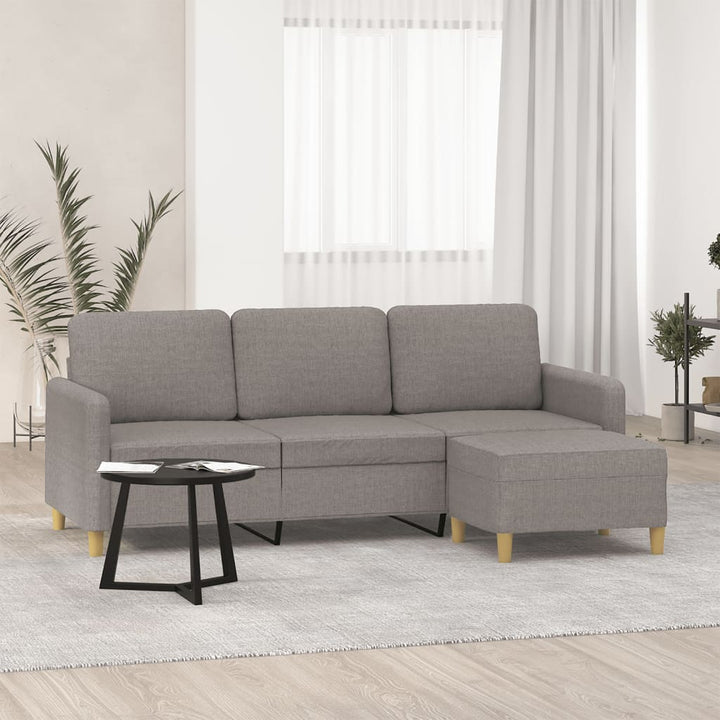 3-Sitssoffa Med Fotstöd 180 Cm Tyg