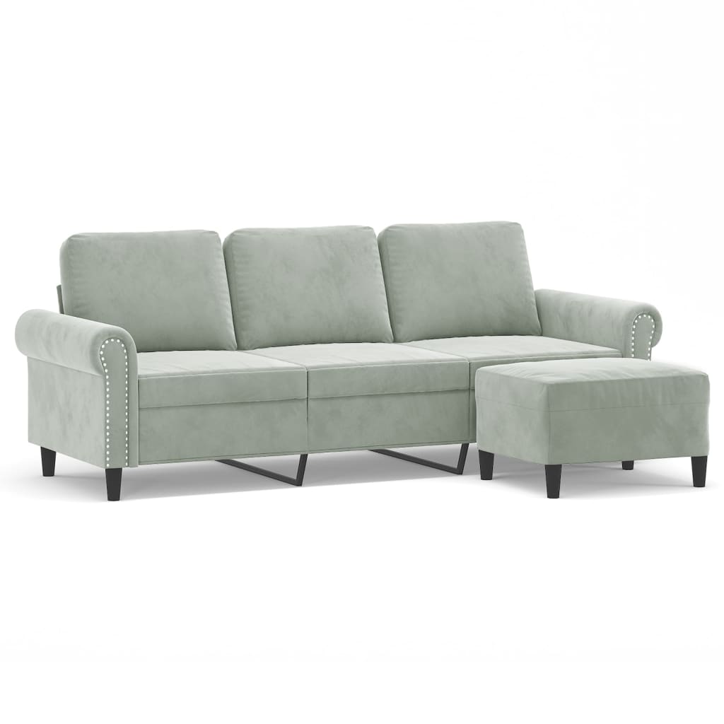 3-Sitssoffa Med Fotpall 180 Cm Sammet