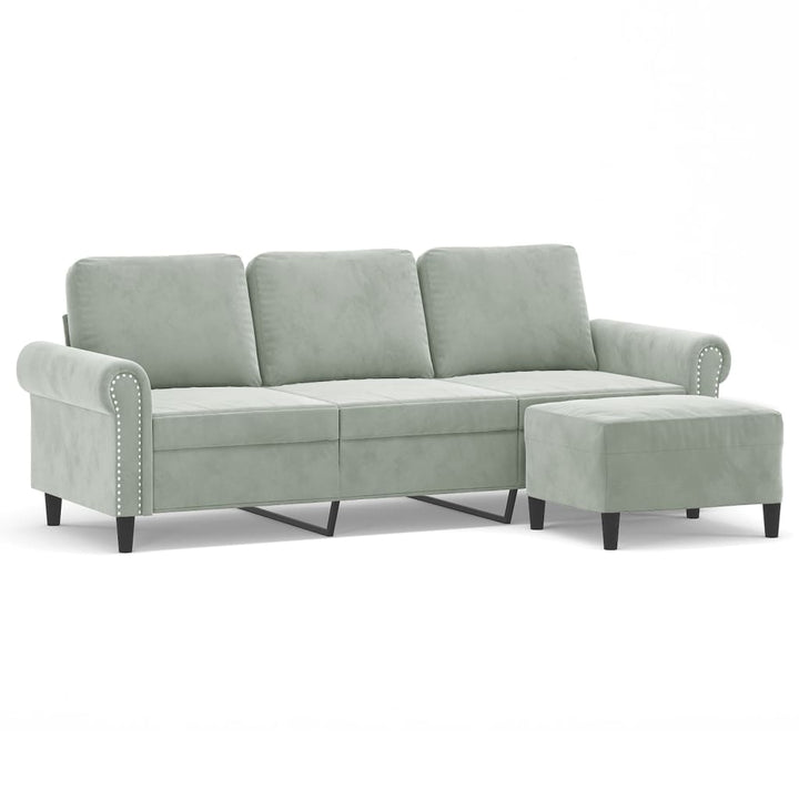 3-Sitssoffa Med Fotpall 180 Cm Sammet