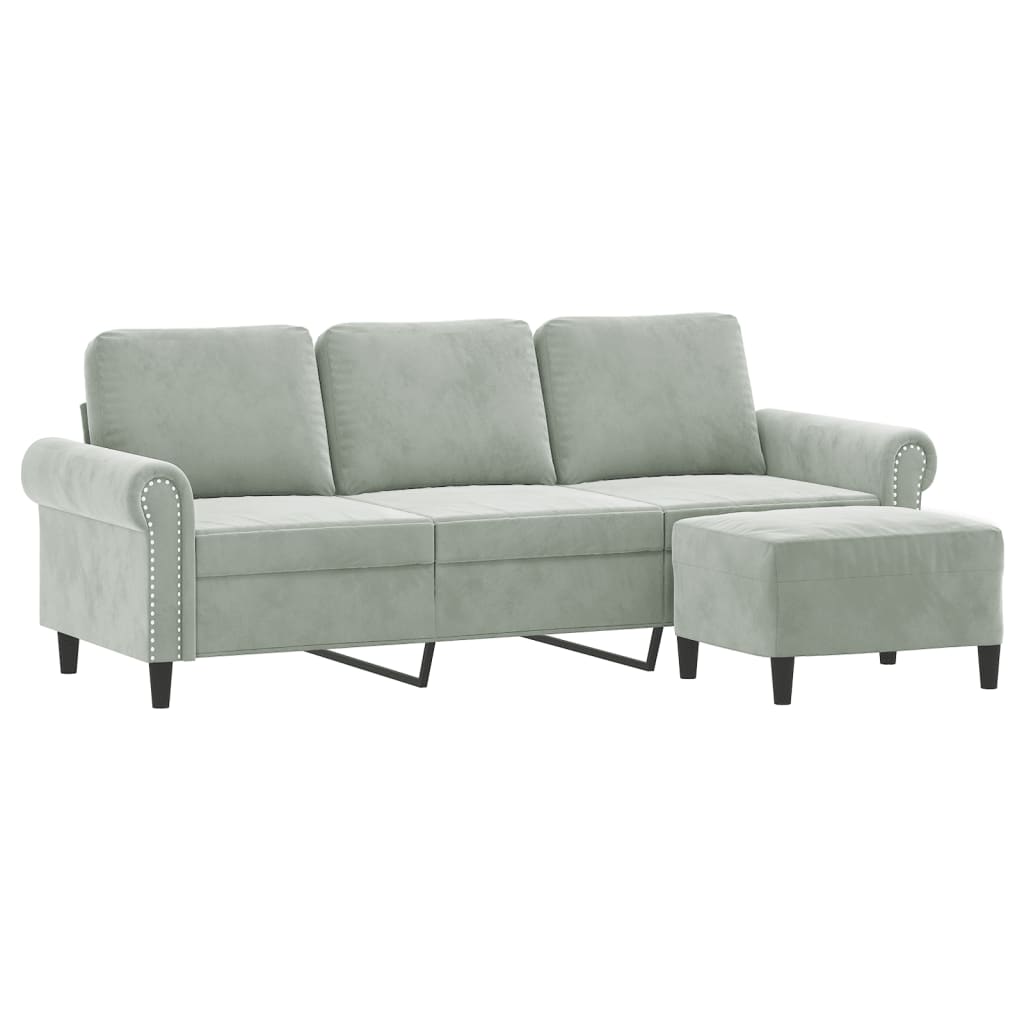 3-Sitssoffa Med Fotpall 180 Cm Sammet