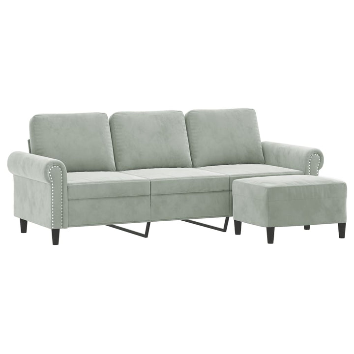 3-Sitssoffa Med Fotpall 180 Cm Sammet