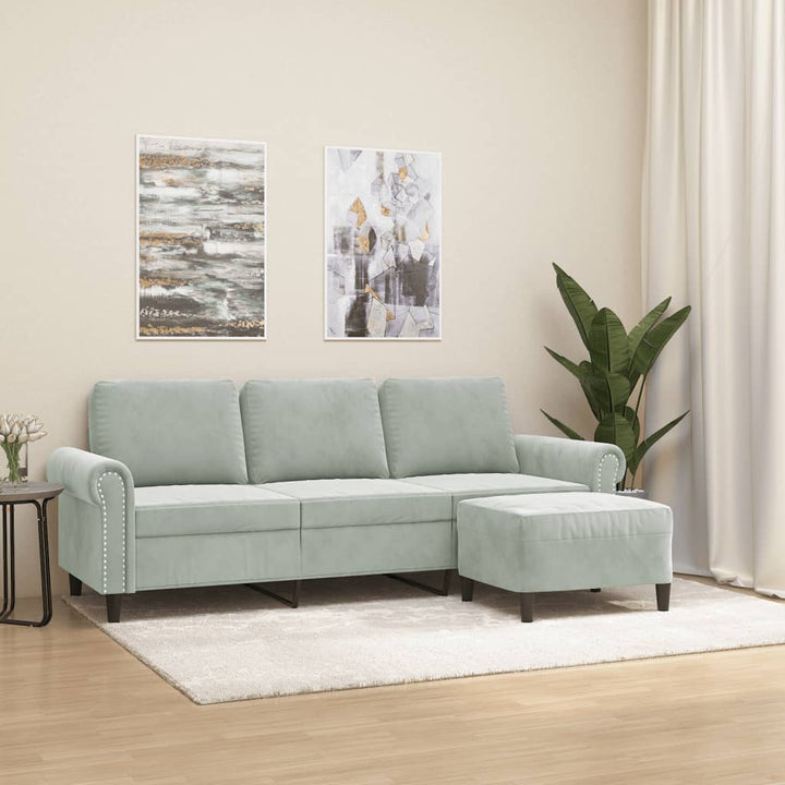 3-Sitssoffa Med Fotpall 180 Cm Sammet