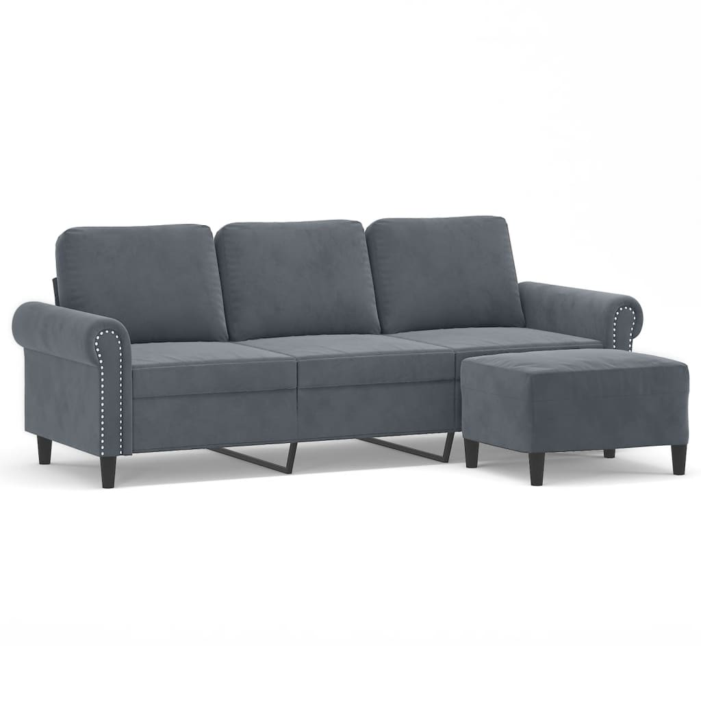 3-Sitssoffa Med Fotpall 180 Cm Sammet