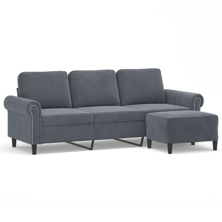 3-Sitssoffa Med Fotpall 180 Cm Sammet
