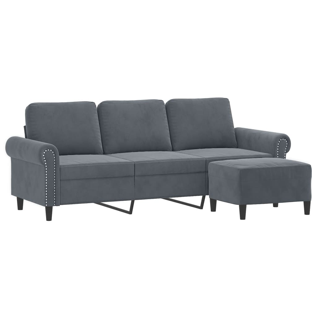 3-Sitssoffa Med Fotpall 180 Cm Sammet