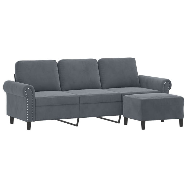 3-Sitssoffa Med Fotpall 180 Cm Sammet