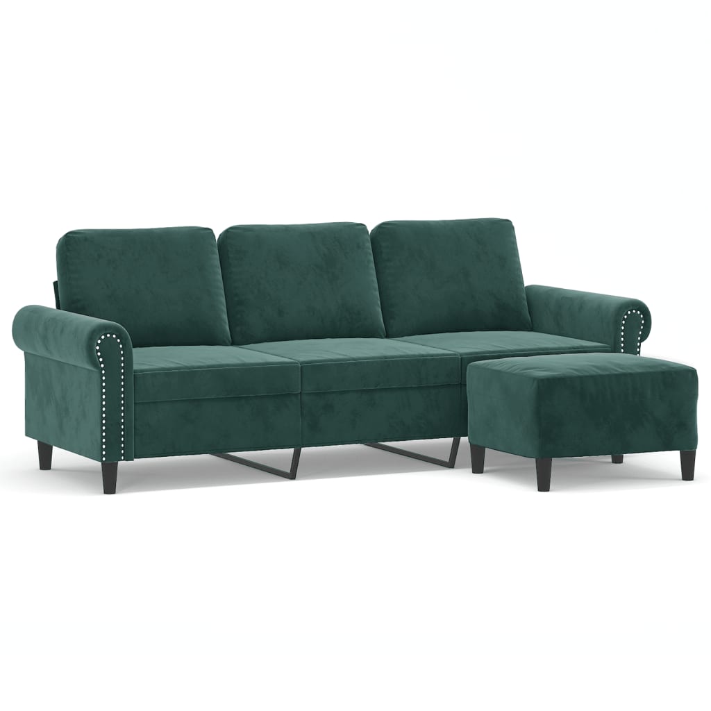 3-Sitssoffa Med Fotpall 180 Cm Sammet