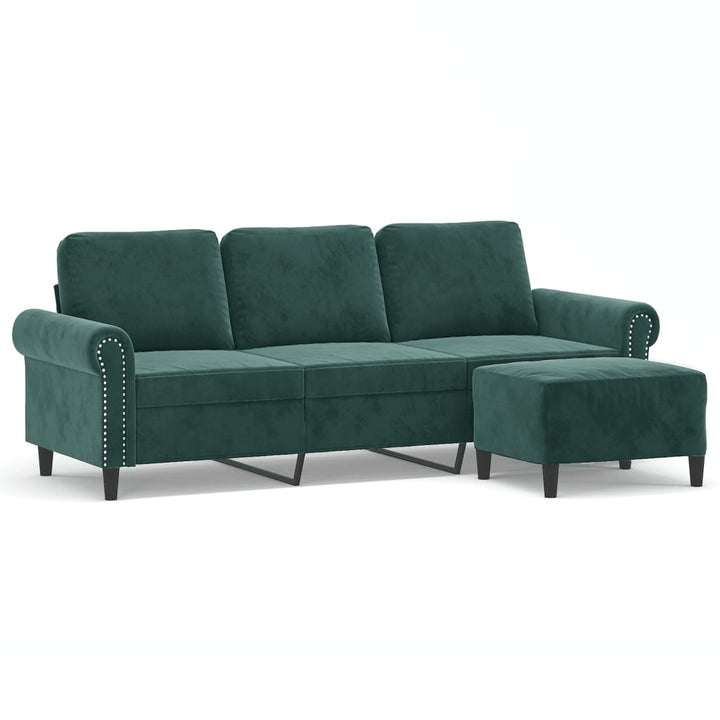 3-Sitssoffa Med Fotpall 180 Cm Sammet