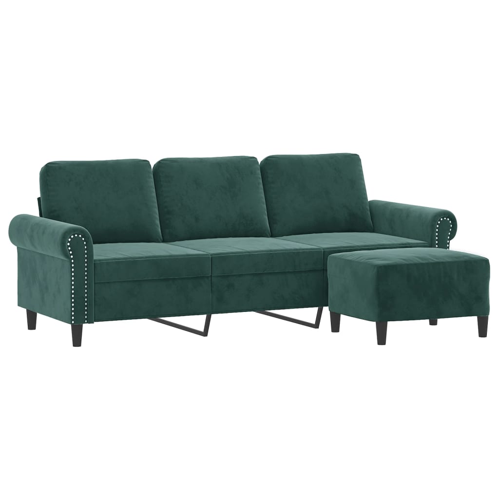 3-Sitssoffa Med Fotpall 180 Cm Sammet