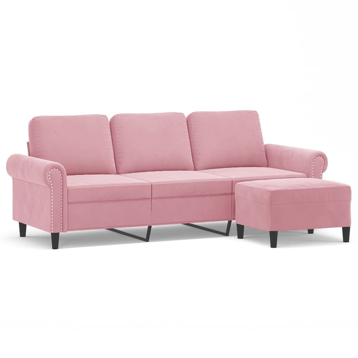 3-Sitssoffa Med Fotpall 180 Cm Sammet