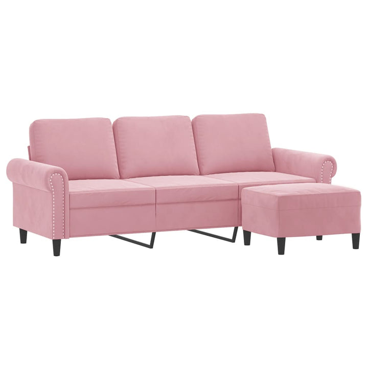 3-Sitssoffa Med Fotpall 180 Cm Sammet
