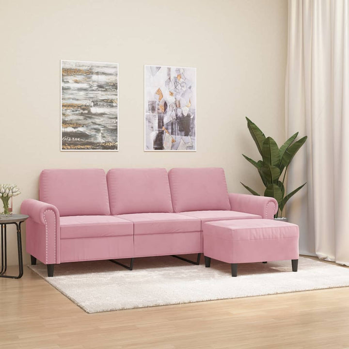 3-Sitssoffa Med Fotpall 180 Cm Sammet