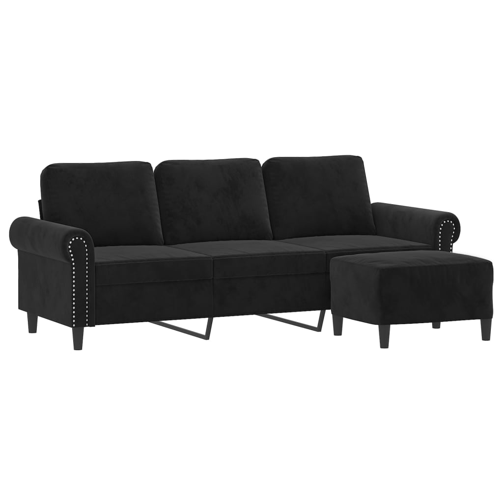 3-Sitssoffa Med Fotpall 180 Cm Sammet