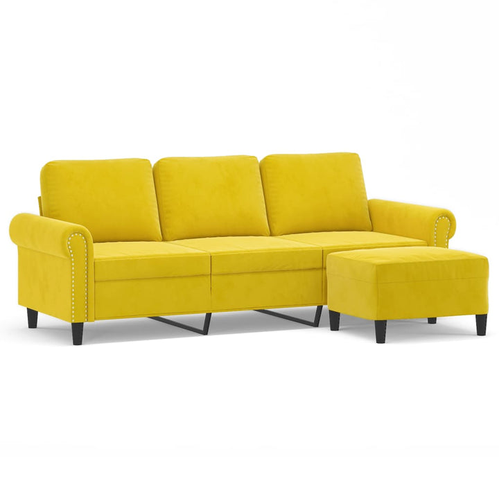 3-Sitssoffa Med Fotpall 180 Cm Sammet