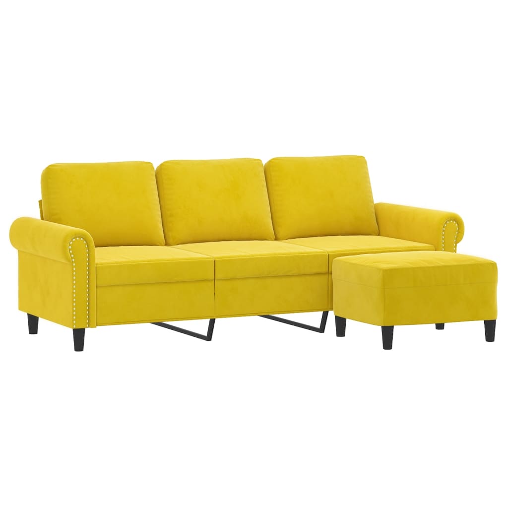 3-Sitssoffa Med Fotpall 180 Cm Sammet