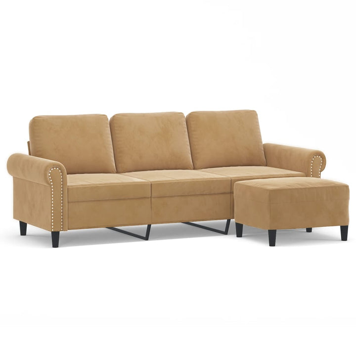 3-Sitssoffa Med Fotpall 180 Cm Sammet