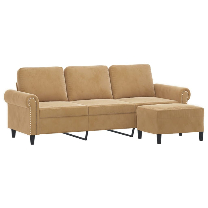 3-Sitssoffa Med Fotpall 180 Cm Sammet